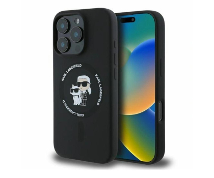 Etui do telefonów KARL LAGERFELD Silicone Karl&Choupette Heads do iPhone 16 Pro Max czarny KLHMP16XSCMKCRHK